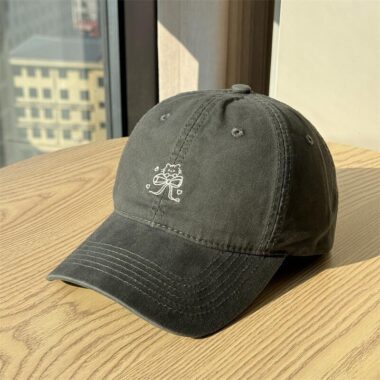 spring summer cat embroidered wide brim soft crown women baseball hat