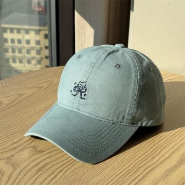 spring summer cat embroidered wide brim soft crown women baseball hat
