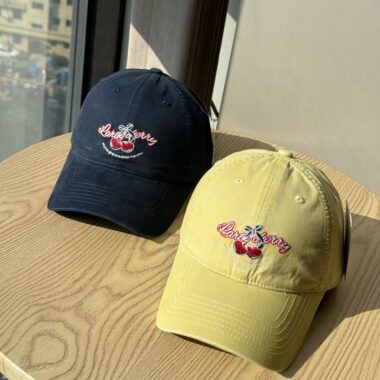 korean cute cherry embroidered vintage unisex baseball hat