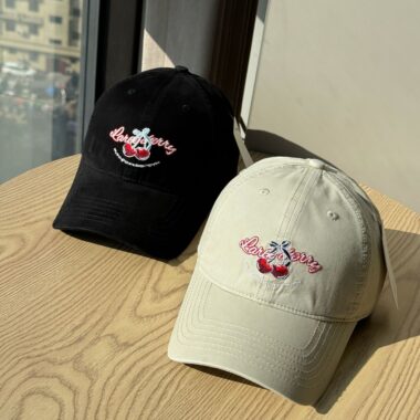 korean cute cherry embroidered vintage unisex baseball hat