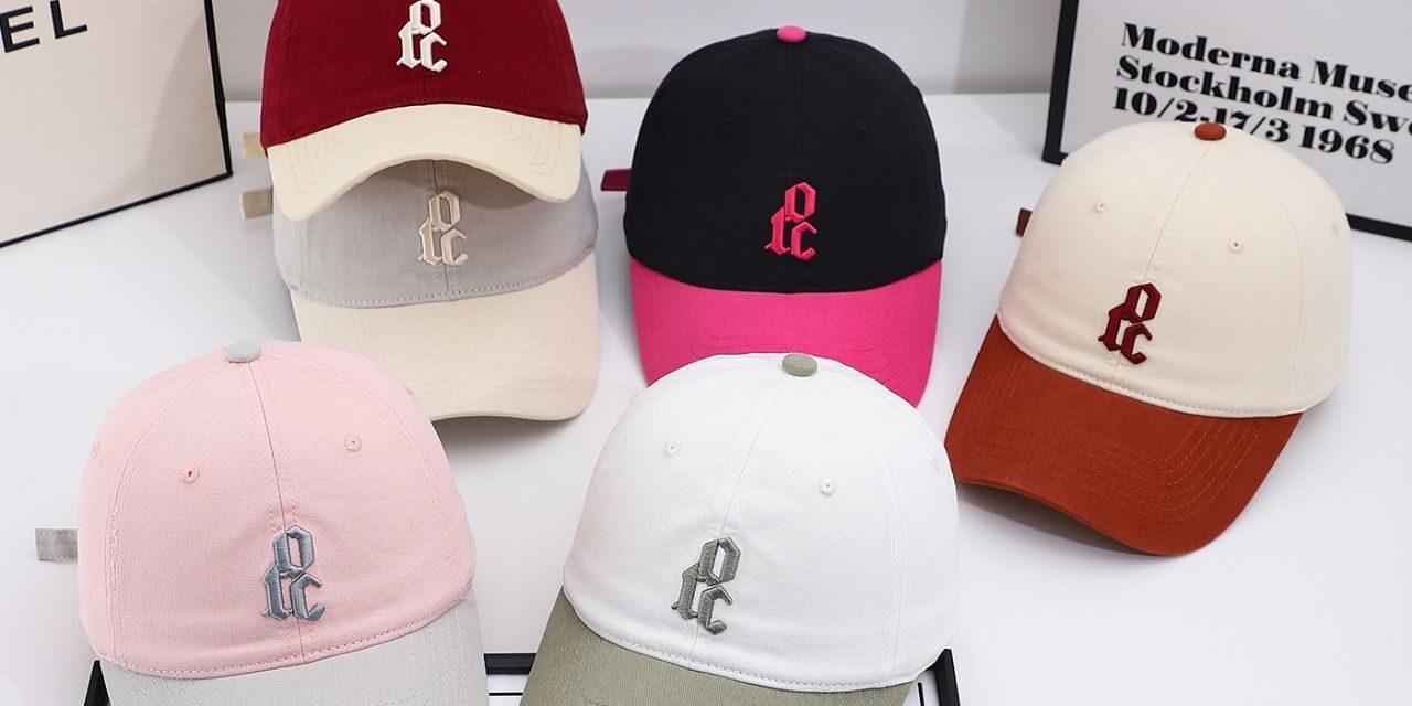 spring summer color block letter embroidered baseball hat