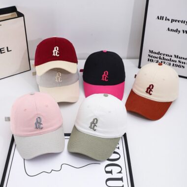 spring summer color block letter embroidered baseball hat