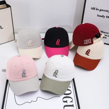 spring summer color block letter embroidered baseball hat