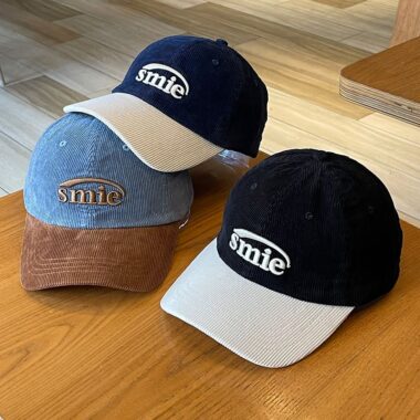 contrast corduroy letter embroidered winter unisex baseball hat