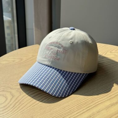 korean contrast plaid letter embroidered women baseball hat