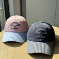 korean contrast plaid letter embroidered women baseball hat