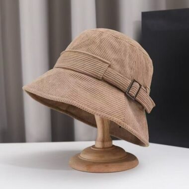 Japanese style warm corduroy bucket hat for spring autumn
