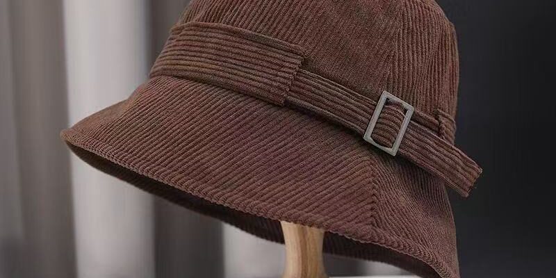Japanese style warm corduroy bucket hat for spring autumn