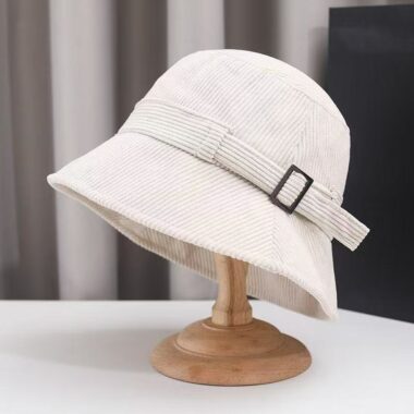 Japanese style warm corduroy bucket hat for spring autumn
