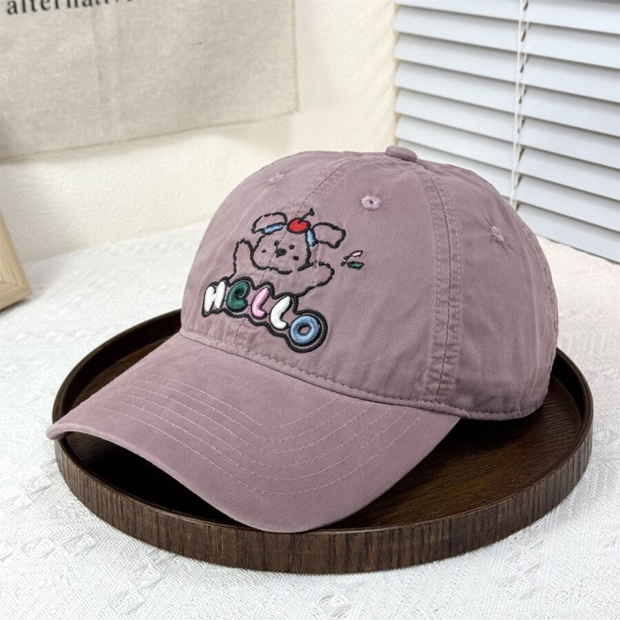 cute dog embroidered outdoor sun protection women baseball hat