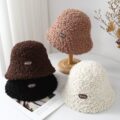 winter cute letter sherpa fleece women bucket hat