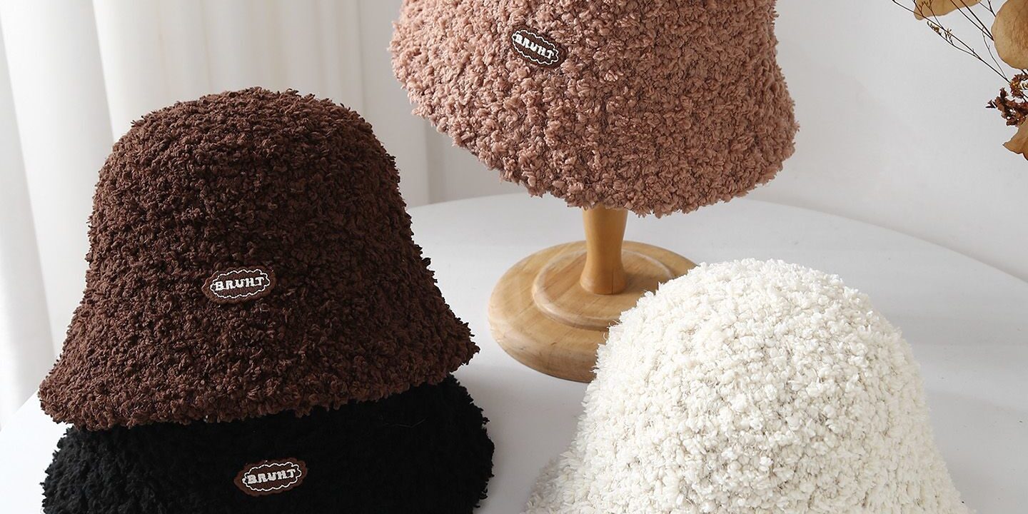 winter cute letter sherpa fleece women bucket hat