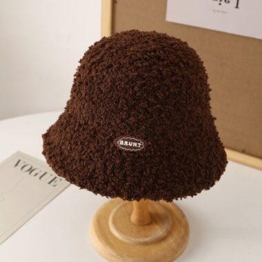winter cute letter sherpa fleece women bucket hat