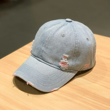 vintage solid color distressed denim baseball hat