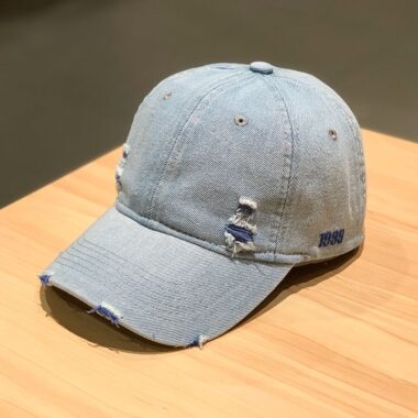vintage solid color distressed denim baseball hat