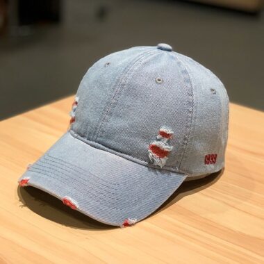 vintage solid color distressed denim baseball hat