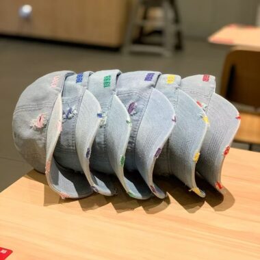 vintage solid color distressed denim baseball hat