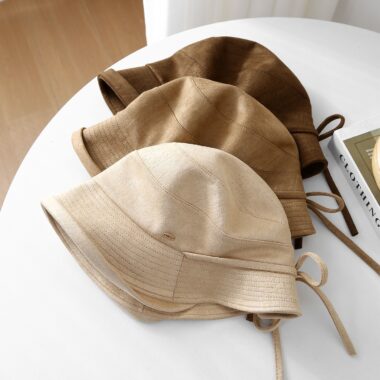 Japanese bow thickened warm women bucket hat autumn winter