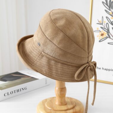 Japanese bow thickened warm women bucket hat autumn winter