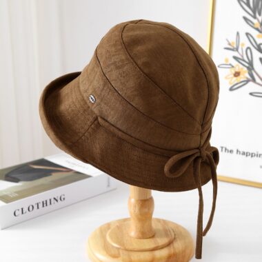 Japanese bow thickened warm women bucket hat autumn winter