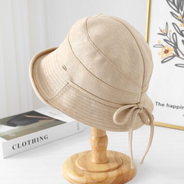 Japanese bow thickened warm women bucket hat autumn winter