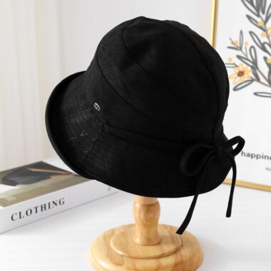 Japanese bow thickened warm women bucket hat autumn winter