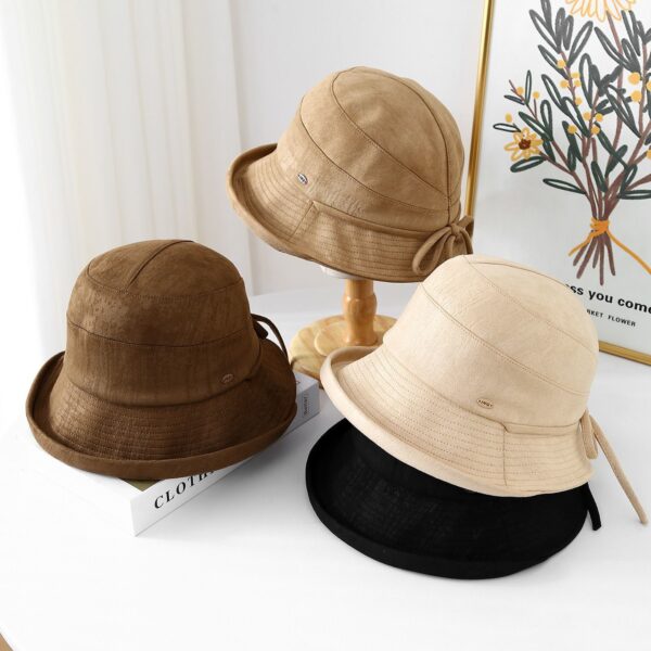 Japanese bow thickened warm women bucket hat autumn winter