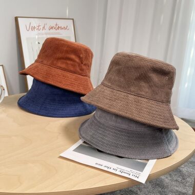solid color Japanese corduroy bucket hat for autumn winter