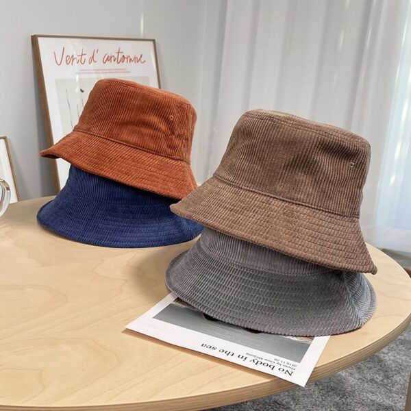 solid color Japanese corduroy bucket hat for autumn winter