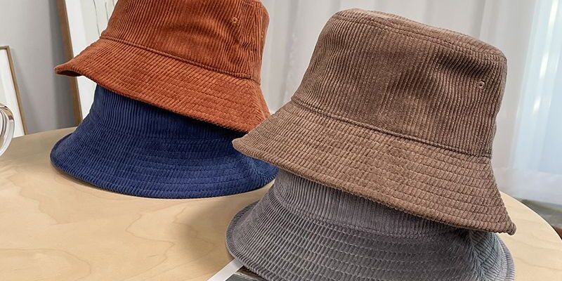 solid color Japanese corduroy bucket hat for autumn winter