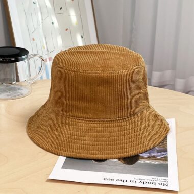 solid color Japanese corduroy bucket hat for autumn winter