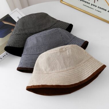 Japanese vintage reversible sun protection bucket hat casual wear