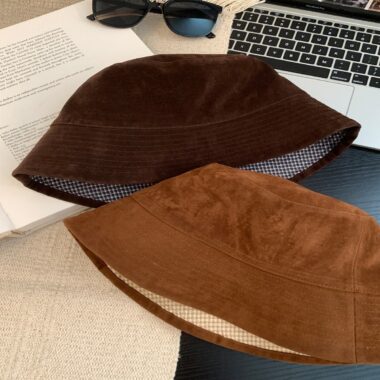 Japanese vintage reversible sun protection bucket hat casual wear