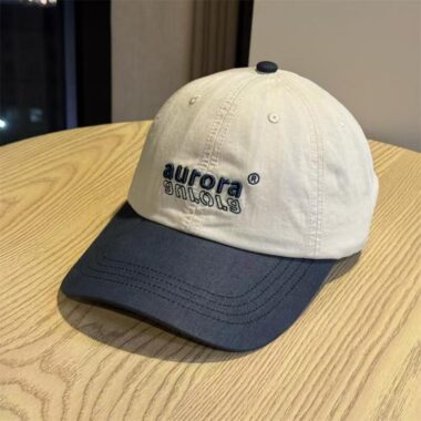 korean soft crown color block letter embroidered baseball hat