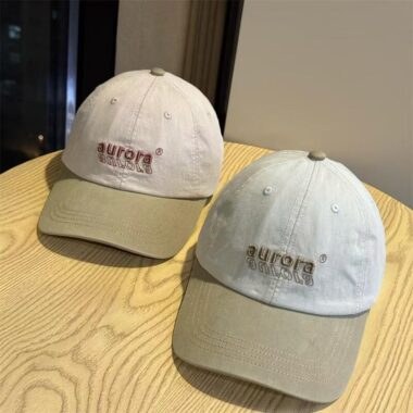 korean soft crown color block letter embroidered baseball hat
