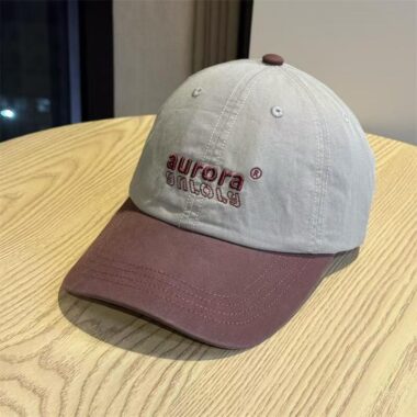korean soft crown color block letter embroidered baseball hat