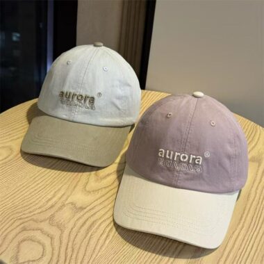 korean soft crown color block letter embroidered baseball hat