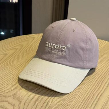 korean soft crown color block letter embroidered baseball hat