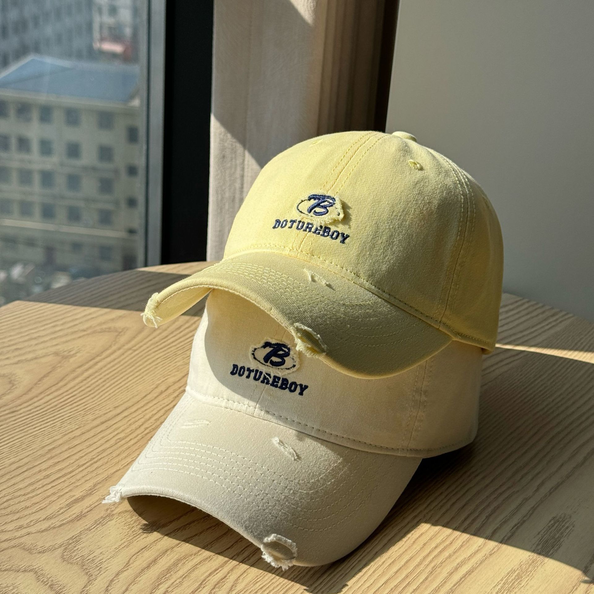 korean letter embroidered distressed all match baseball hat