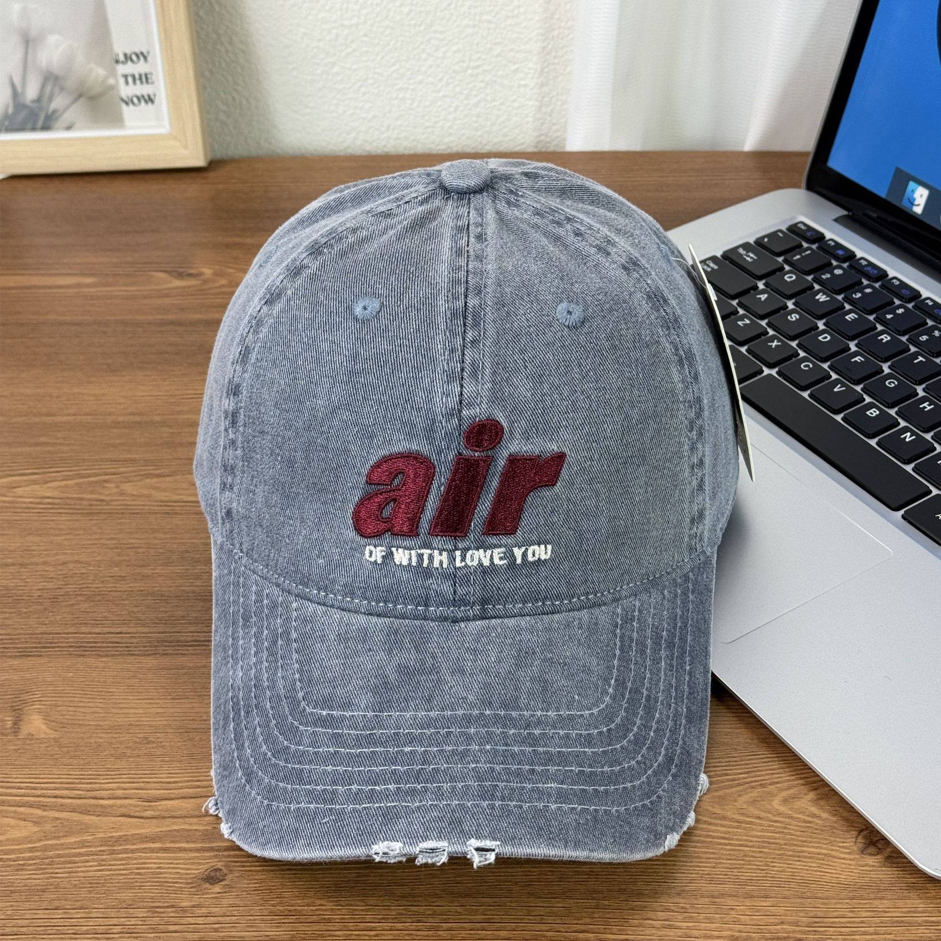 korean retro letter embroidered unisex baseball hat