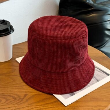 korean solid color corduroy bucket hat autumn winter
