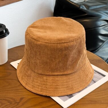 korean solid color corduroy bucket hat autumn winter