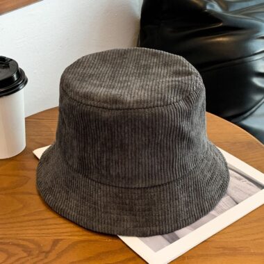 korean solid color corduroy bucket hat autumn winter