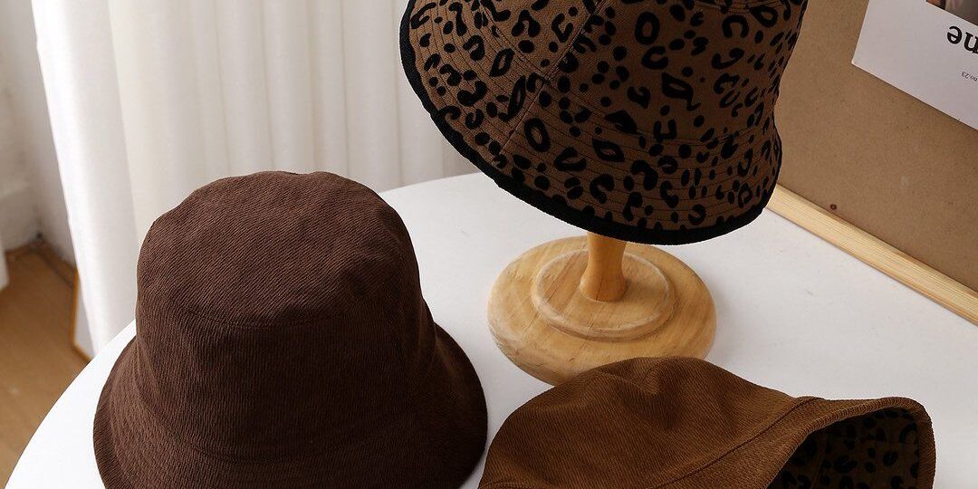 korean vintage reversible leopard print women bucket hat