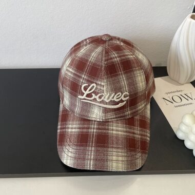 autumn winter korean vintage plaid letter embroidered baseball hat