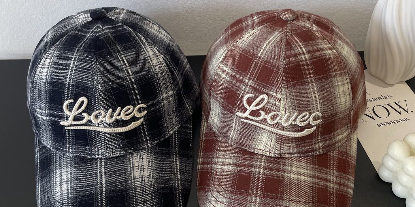 autumn winter korean vintage plaid letter embroidered baseball hat