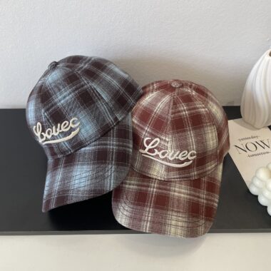 autumn winter korean vintage plaid letter embroidered baseball hat