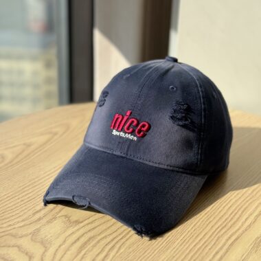 korean washed distressed letter embroidered baseball hat