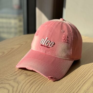 korean washed distressed letter embroidered baseball hat