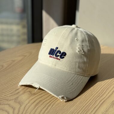 korean washed distressed letter embroidered baseball hat